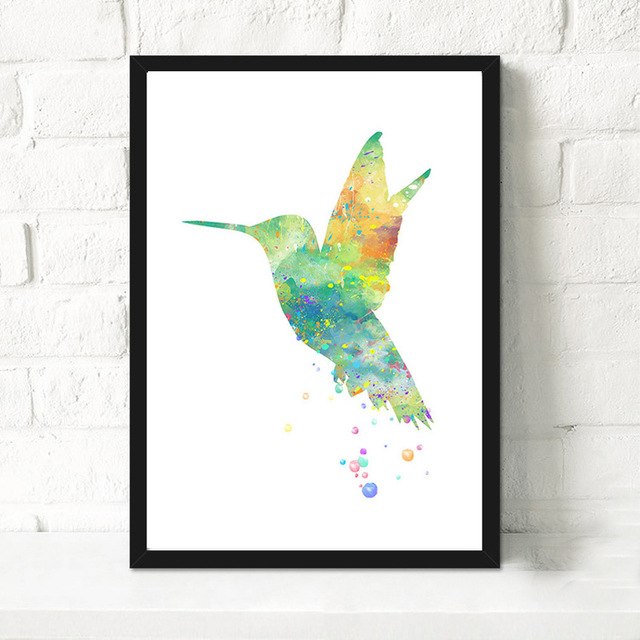 640x640 Original Watercolor Hummingbird Art Canvas Print Poster Wall - Watercolor Hummingbird Art