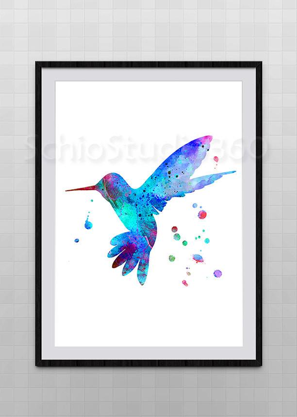 612x857 Set Of 3 Hummingbird Watercolor Art Prints Wild Life Hummingbird - Watercolor Hummingbird Art