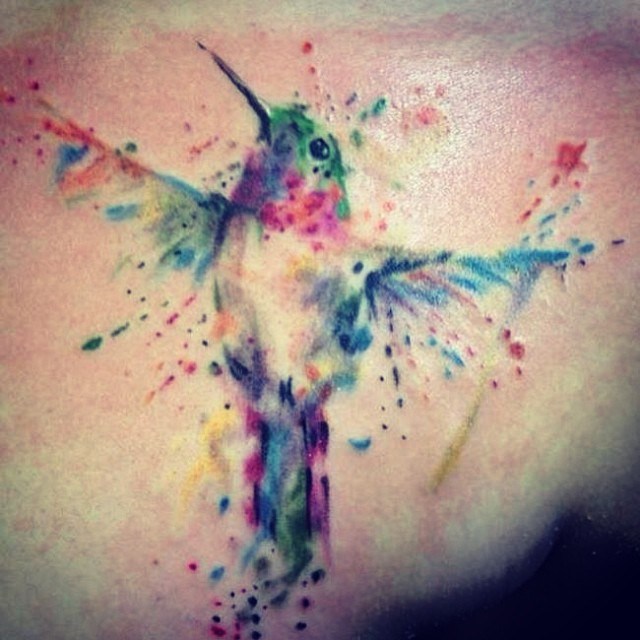 640x640 65 Breathtaking Watercolor Tattoo Ideas - Watercolor Hummingbird Tattoo