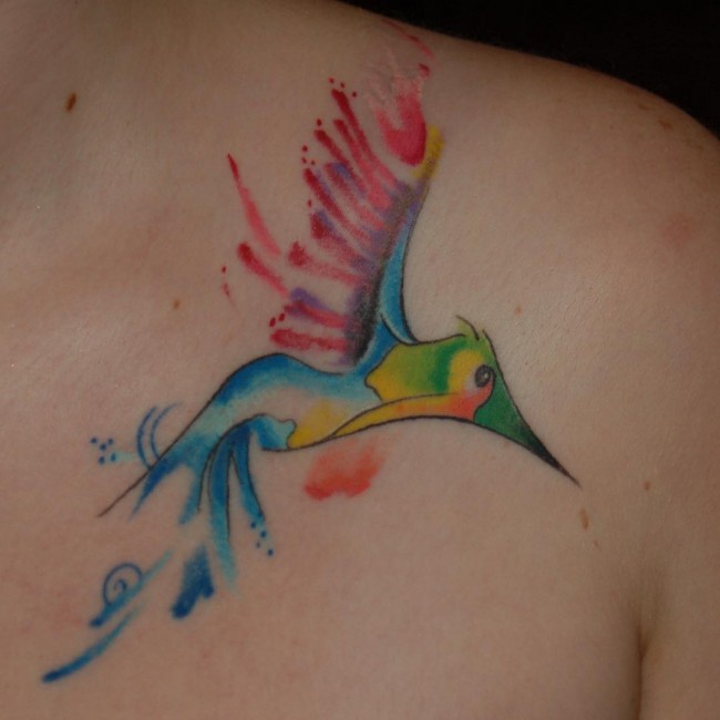 650x650 Best Watercolor Hummingbird Tattoo - Watercolor Hummingbird Tattoo