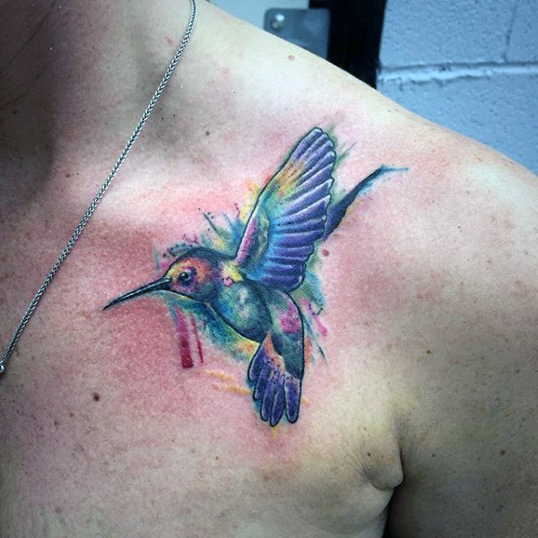 600x600 80 Hummingbird Tattoo Designs For Men - Watercolor Hummingbird Tattoo