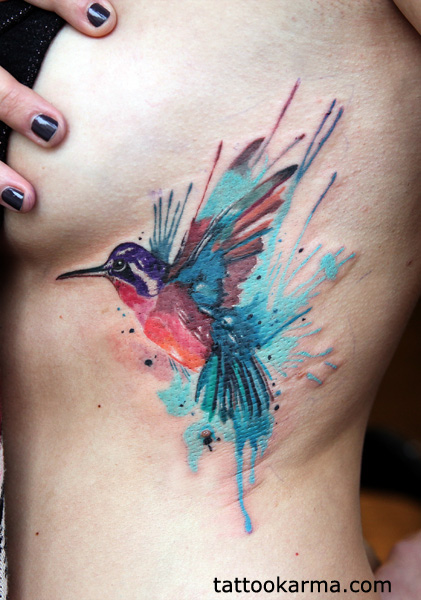 421x600 Hummingbird Tattoo Watercolor - Watercolor Hummingbird Tattoo