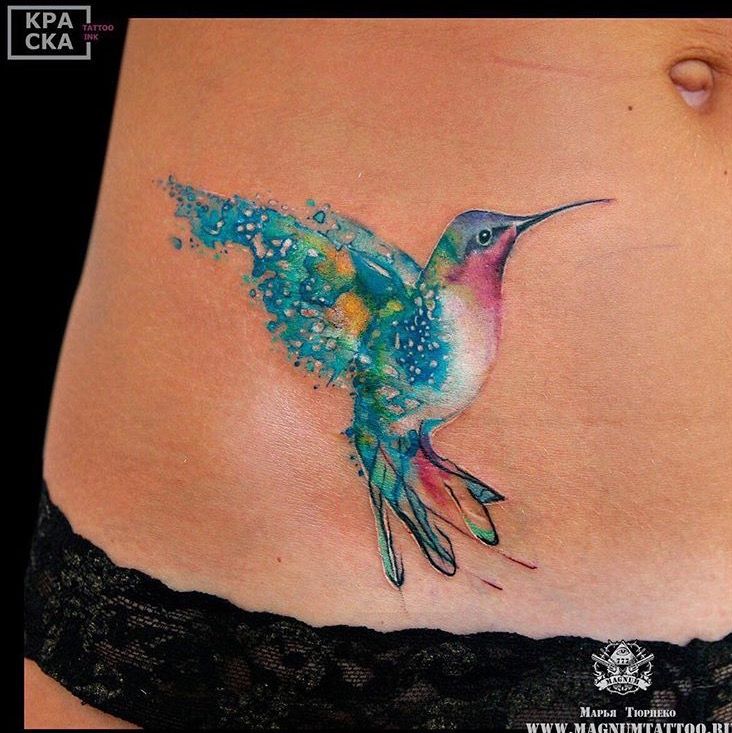 732x733 Marya Tyurpeko Watercolor Hummingbird Tattoo Tattoos I Love For - Watercolor Hummingbird Tattoo