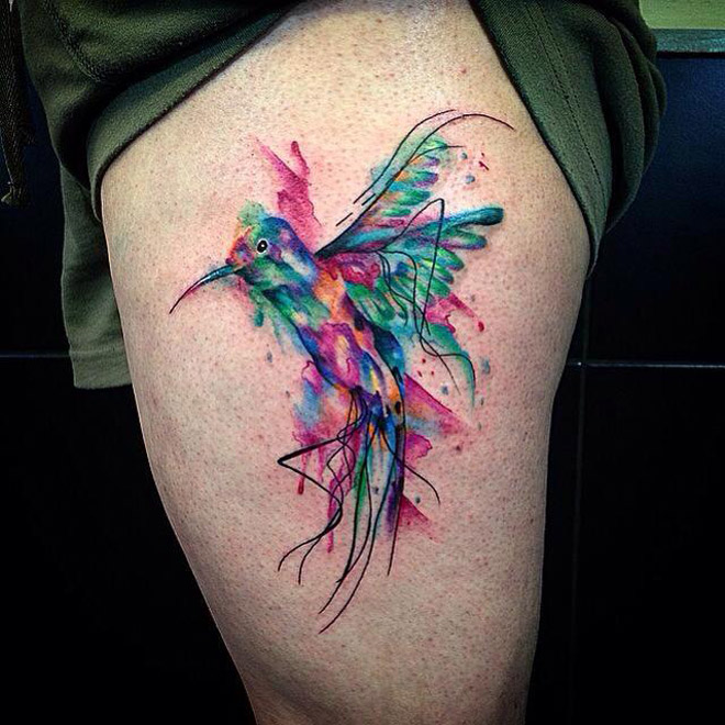 660x660 Pretty Watercolor Hummingbird Best Tattoo Design Ideas - Watercolor Hummingbird Tattoo