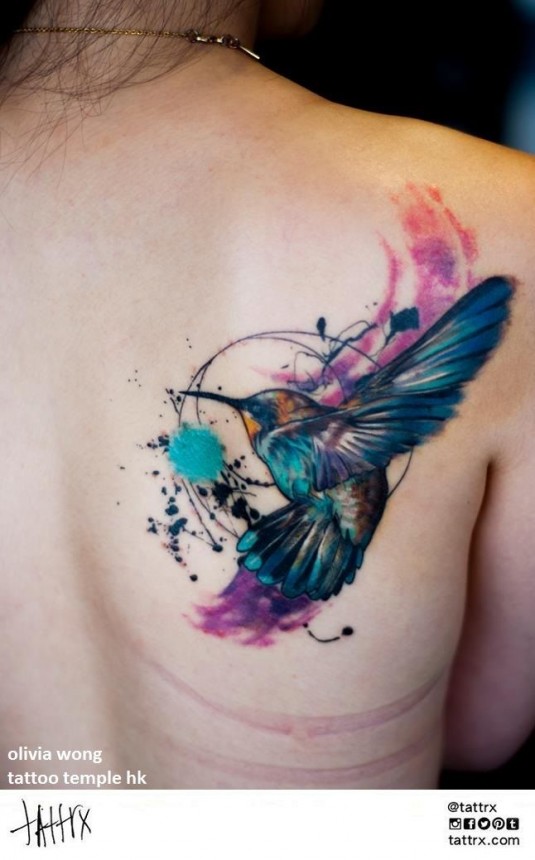 535x860 Tons Of Stunning Hummingbird Tattoo And Designs - Watercolor Hummingbird Tattoo