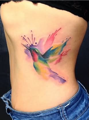 310x420 Watercolor Hummingbird Tattoo On Leg - Watercolor Hummingbird Tattoo
