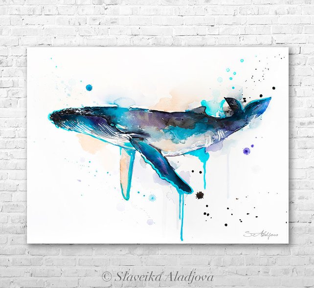 642x590 Humpback Whale Watercolor Painting Print By Slaveika Aladjova Etsy - Watercolor Humpback Whale