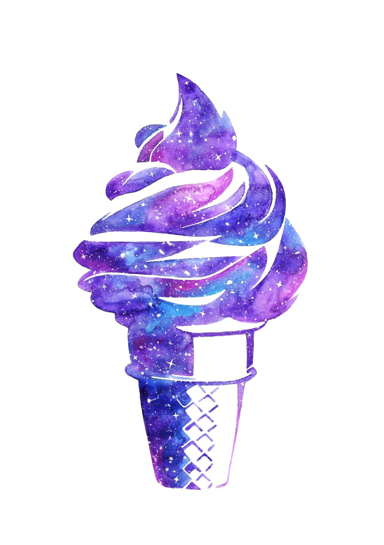 1280x1813 Jasmin Galaxy Ice Cream Cone In Watercolor Watercolor - Watercolor Ice