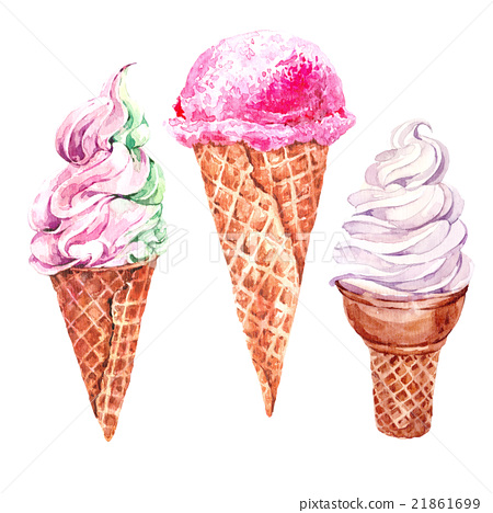 450x468 Set Of Watercolor Ice Cream - Watercolor Ice