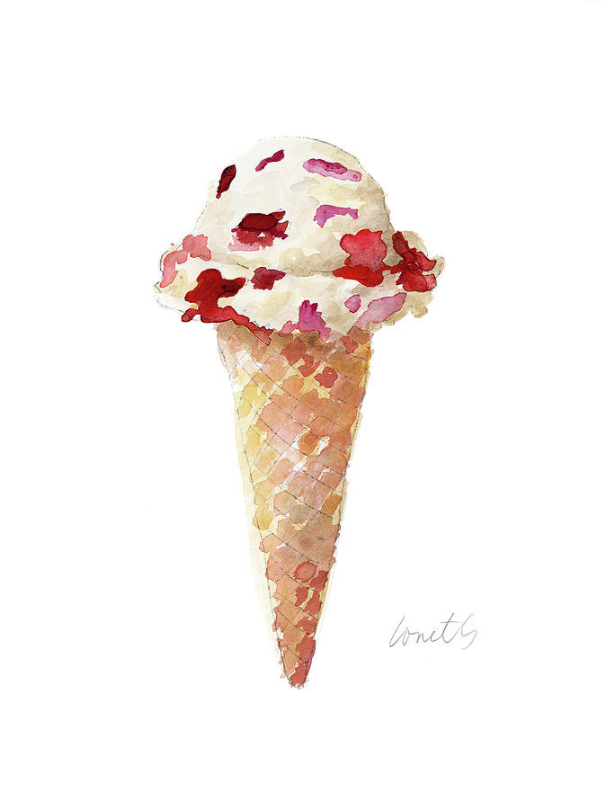 674x900 Watercolor Ice Cream Cone Ii Painting By Lanie Loreth - Watercolor Ice