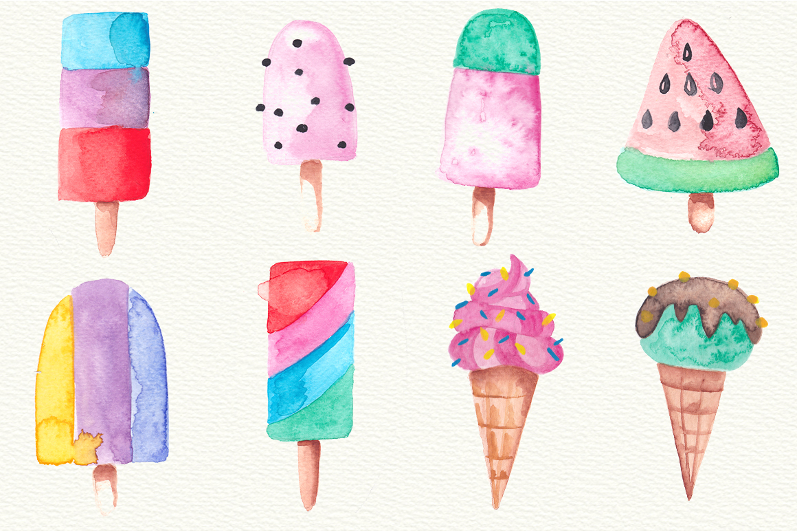 1160x772 Watercolor Ice Cream By Desenart - Watercolor Ice