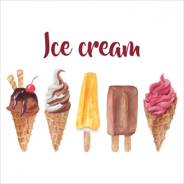 626x626 Watercolor Ice Cream Set Vector Free Download - Watercolor Ice