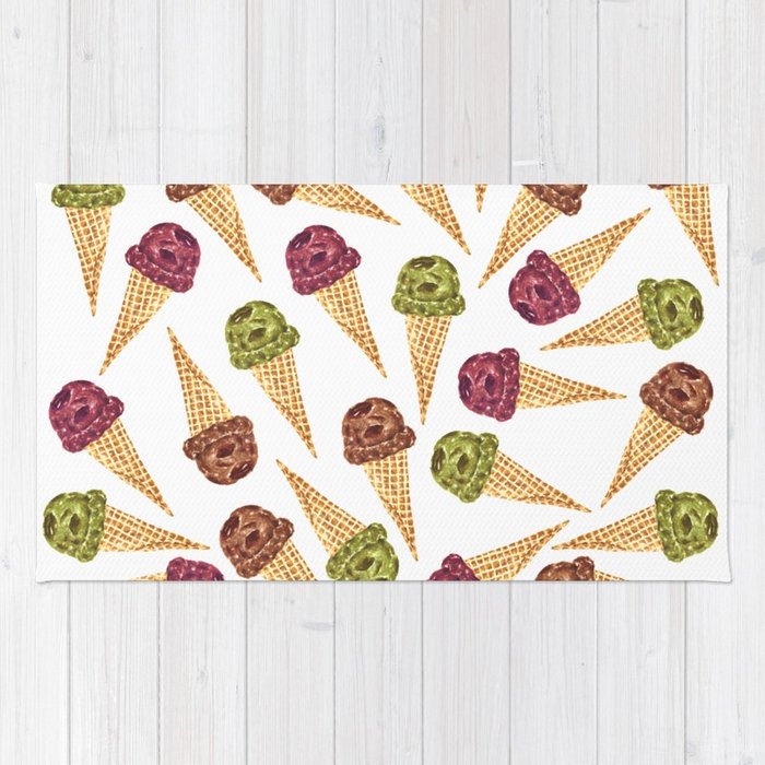 700x700 Watercolor Ice Cream Cones Rug By Erika Lancaster Society6 - Watercolor Ice Cream Cone