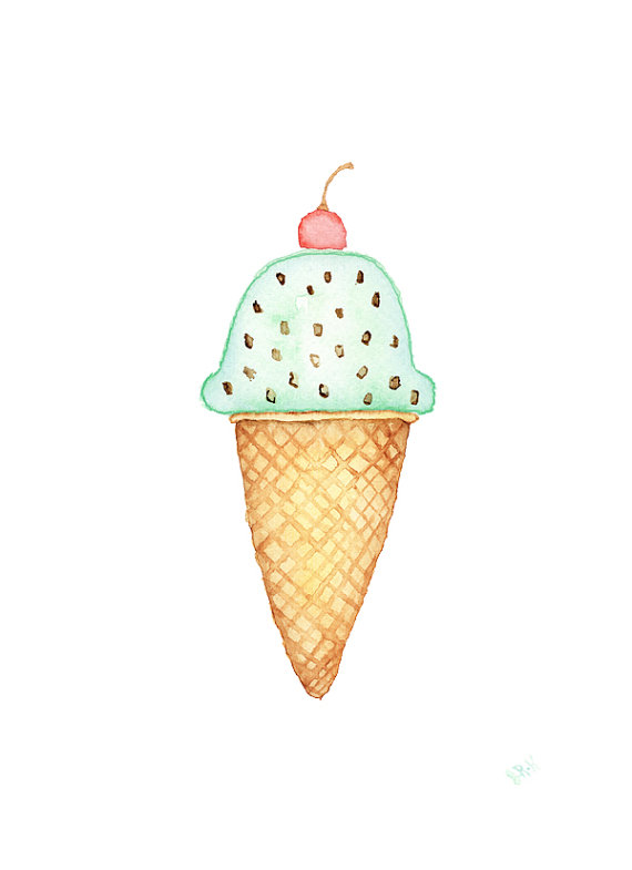 570x785 Watercolor Clipart Ice Cream - Watercolor Ice Cream Cone