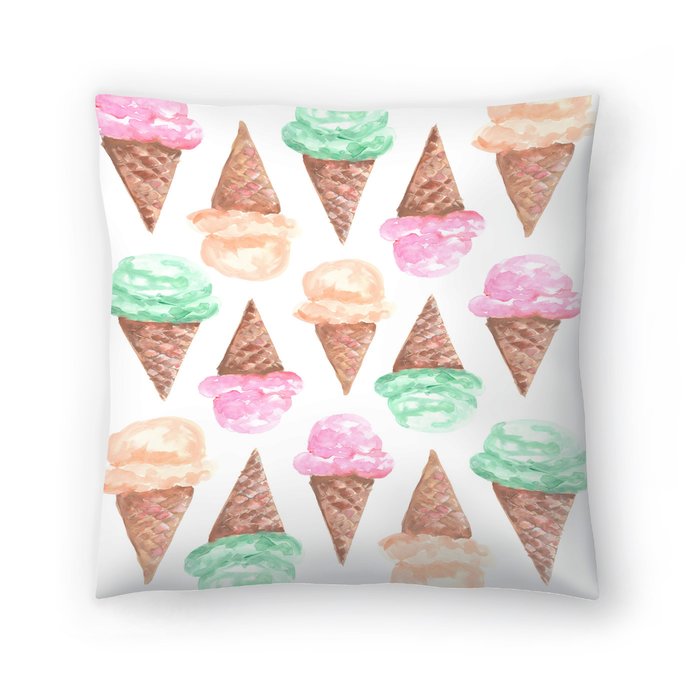 700x700 East Urban Home Jetty Printables Watercolor Ice Cream Cone Throw - Watercolor Ice Cream Cone