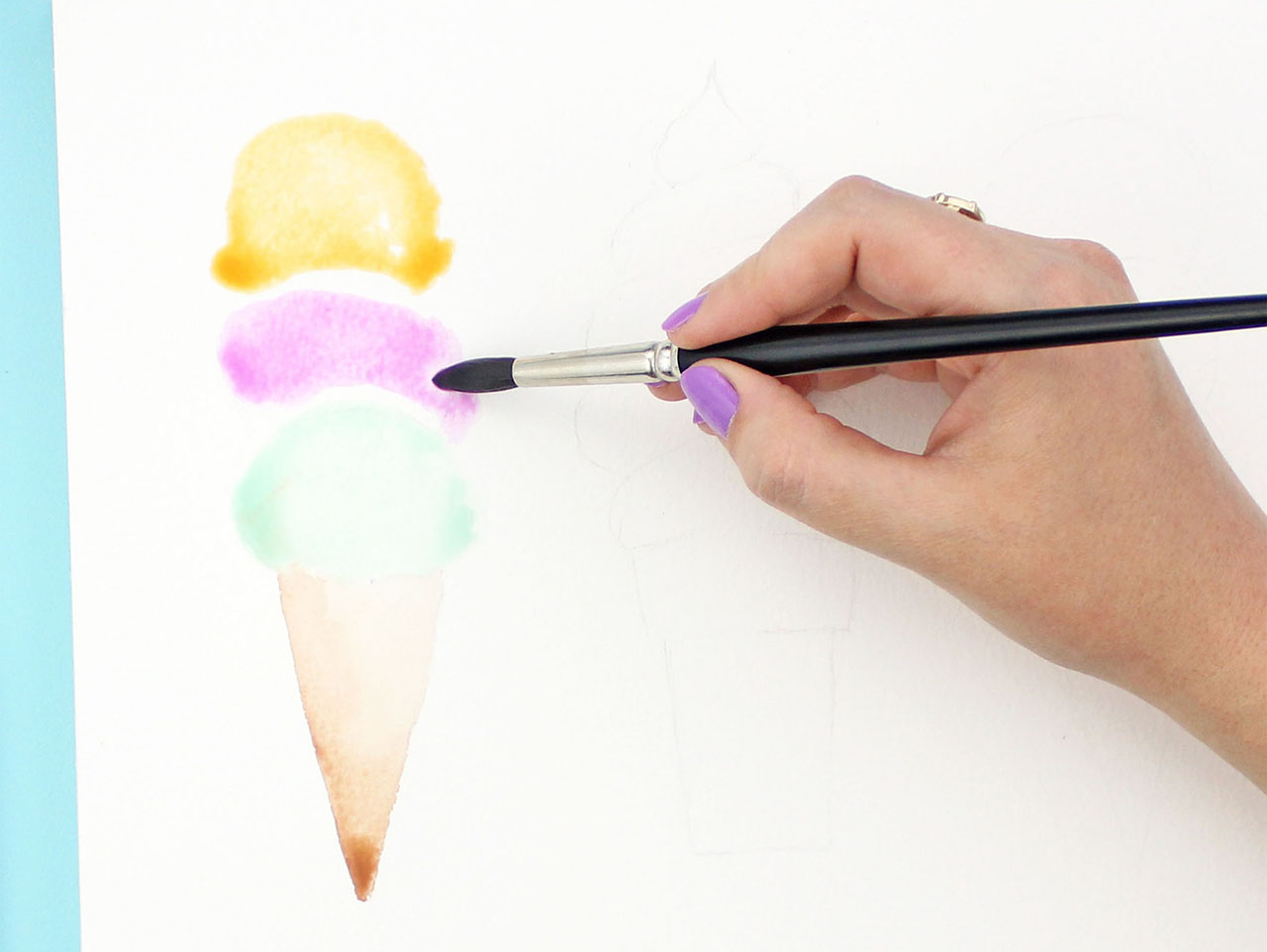 1280x962 How To Paint Watercolor Ice Cream Cones - Watercolor Ice Cream Cone