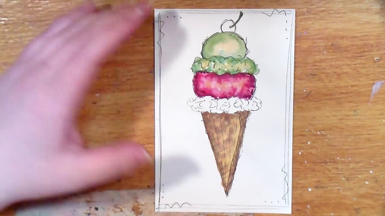 1280x720 How To Paint And Draw - Watercolor Ice Cream Cone