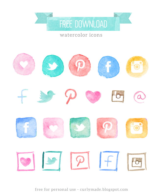 665x800 Free Watercolor Social Media Icons Blog Restyle Background - Watercolor Icons