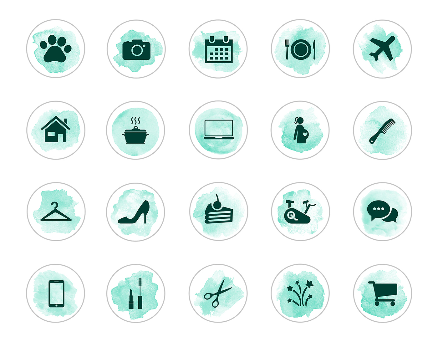 1400x1093 Watercolor Instagram Story Icons By North Sea Studio - Watercolor Icons