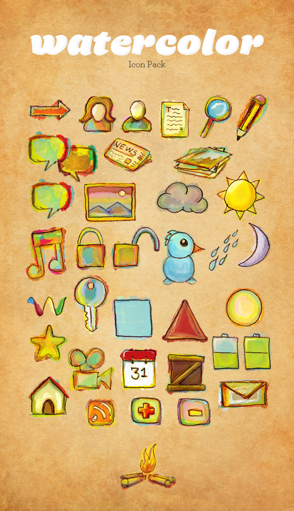 600x1040 Watercolor Icon Pack - Watercolor Icons