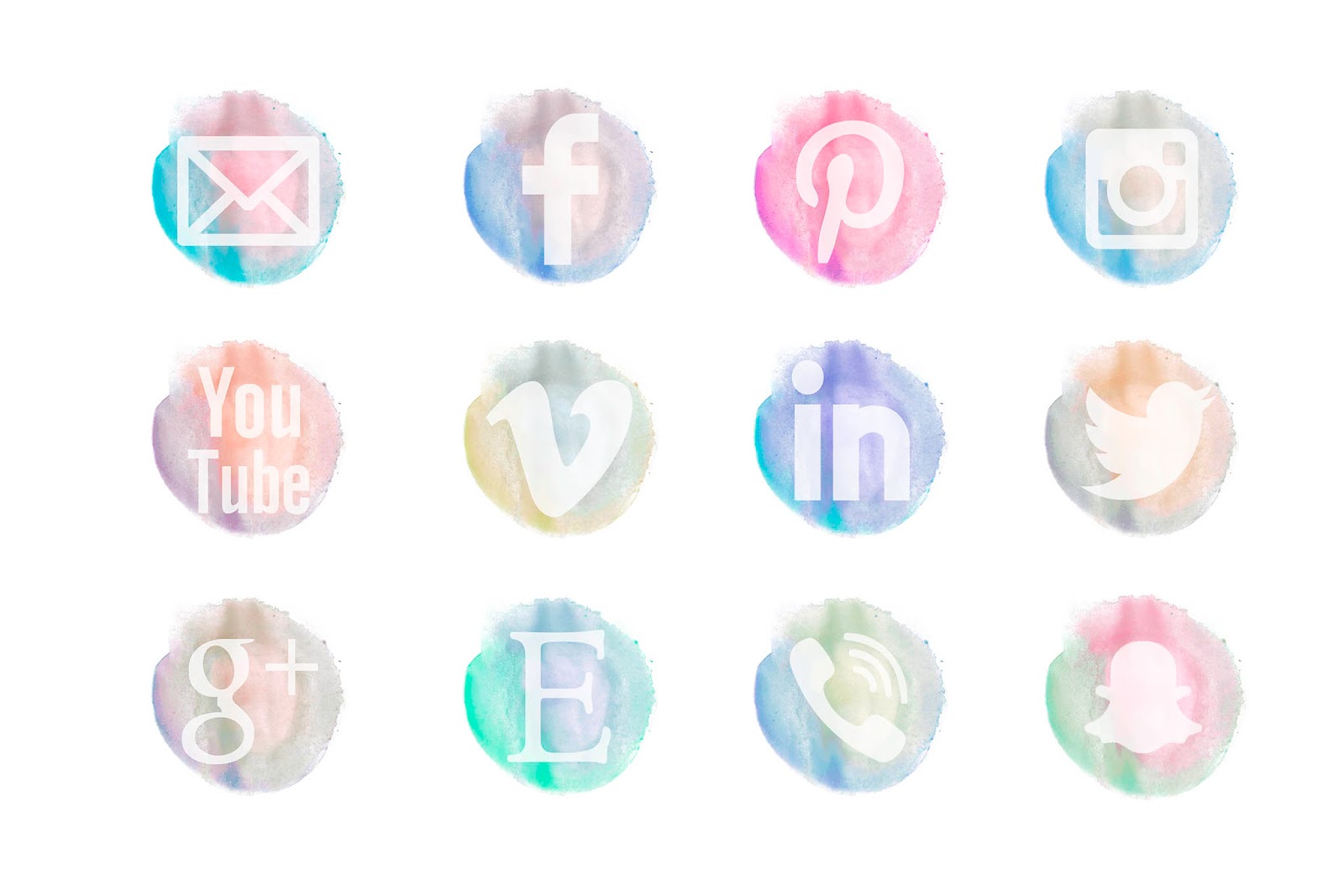 1600x1067 Watercolor Social Icons +snapchat - Watercolor Icons