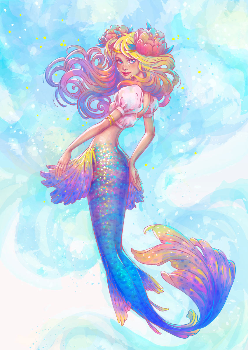 850x1200 How To Create A Watercolor Mermaid Illustration In Adobe Illustrator - Watercolor Illustration