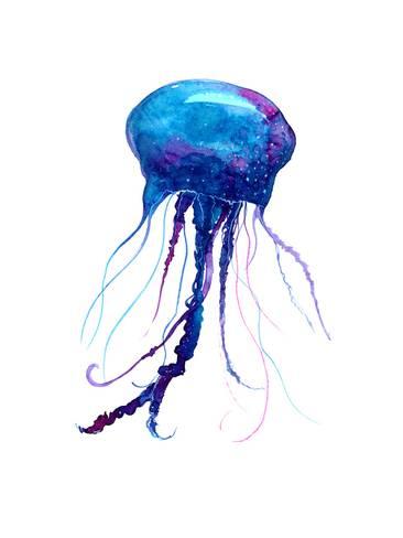 366x488 Jellyfish Watercolor Illustration Poster By Anna Kutukova - Watercolor Illustration