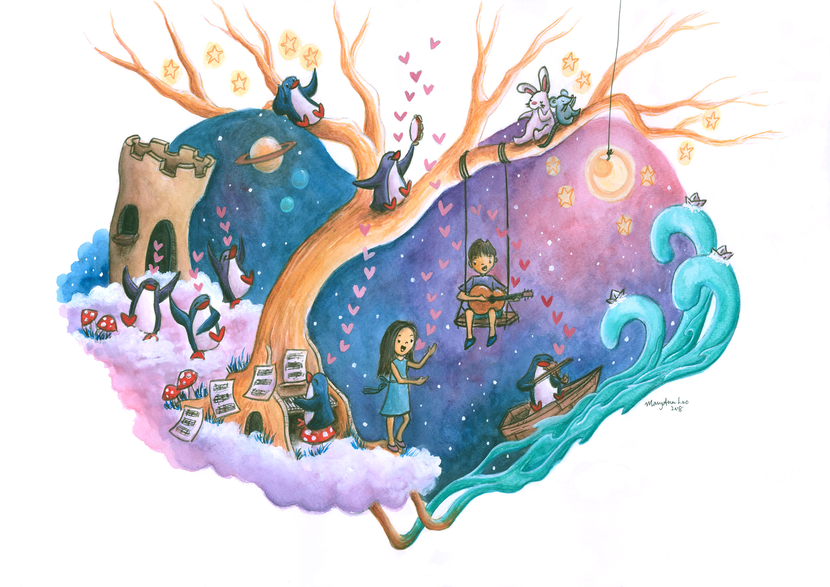 2831x2000 Commissions Penguingirl Art - Watercolor Illustration