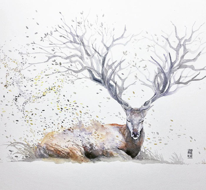 700x646 Beautiful Watercolor Animal Illustrations By Luqman Reza Mulyono - Watercolor Illustration Animals