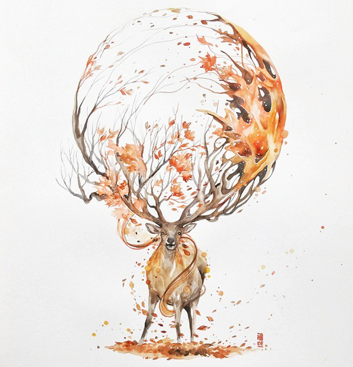 700x728 Expressive Watercolor Animal Paintings By Luqman Reza - Watercolor Illustration Animals