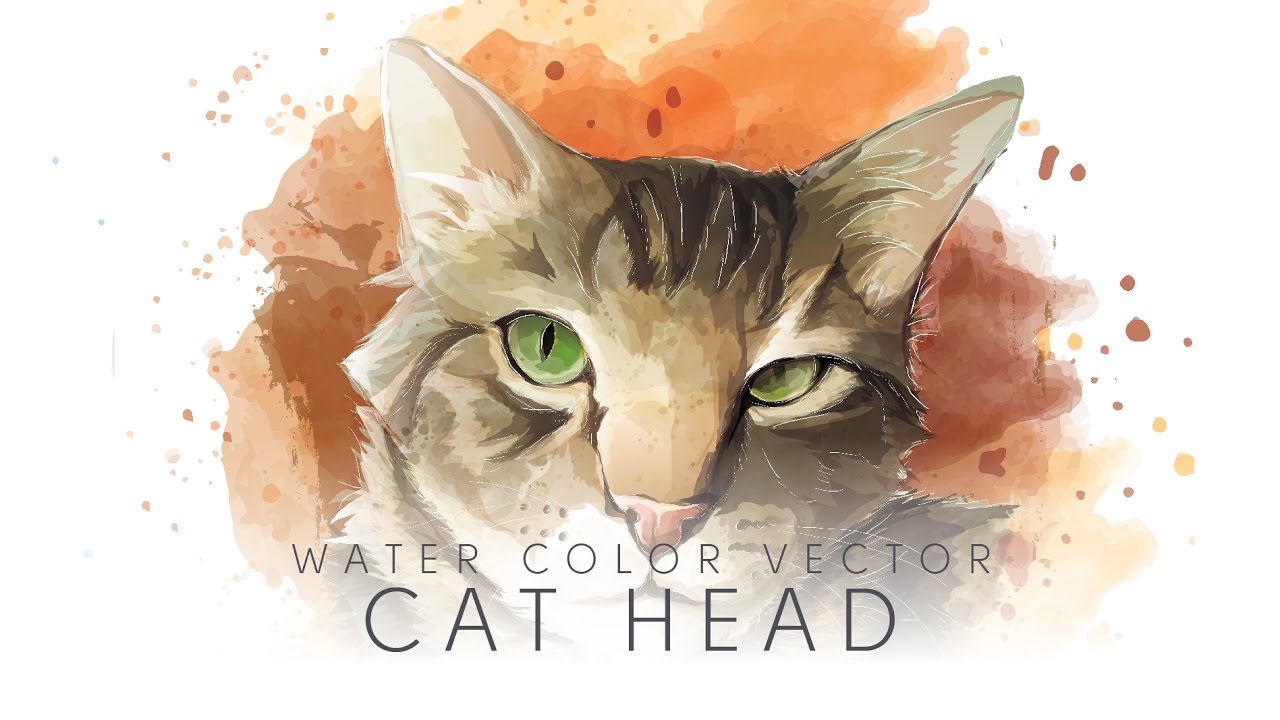 1280x720 Time Lapse Adobe Illustrator Cat Watercolor Painting - Watercolor Illustrator