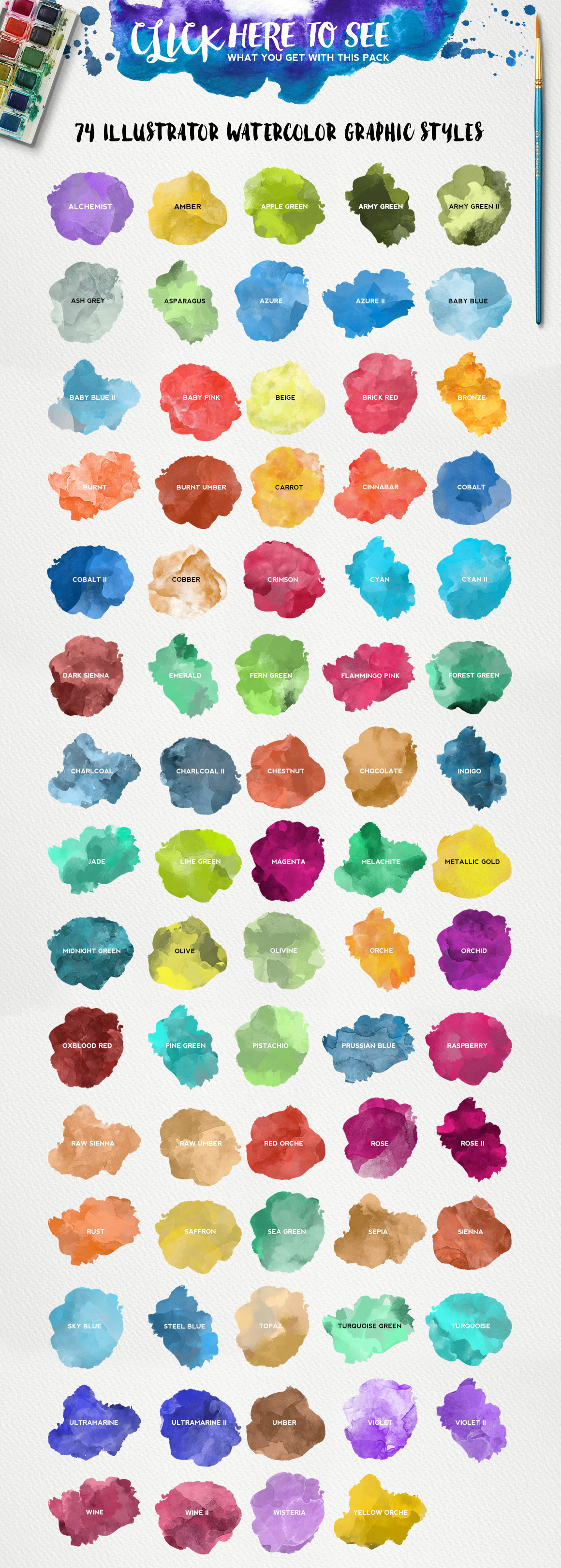 1160x3240 Watercolor Kit For Illustrator - Watercolor Illustrator