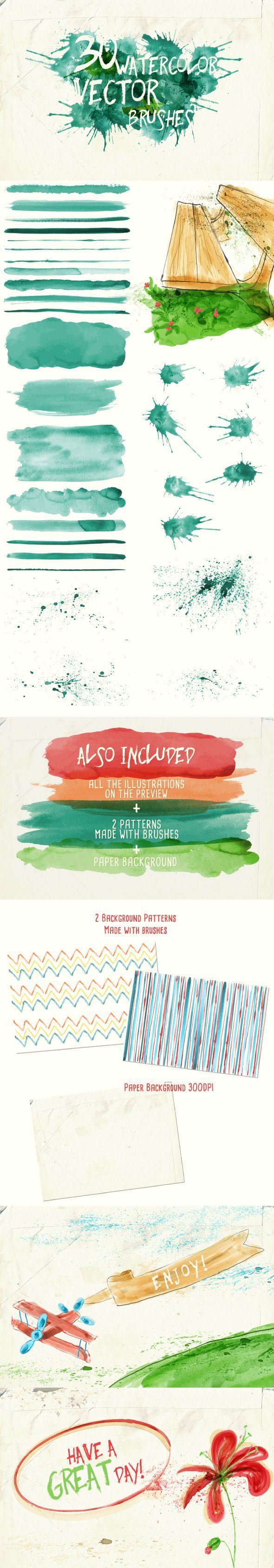 590x3375 Watercolor Vector Art Brushes Adobe Illustrator, Vector Art And - Watercolor Illustrator Vector