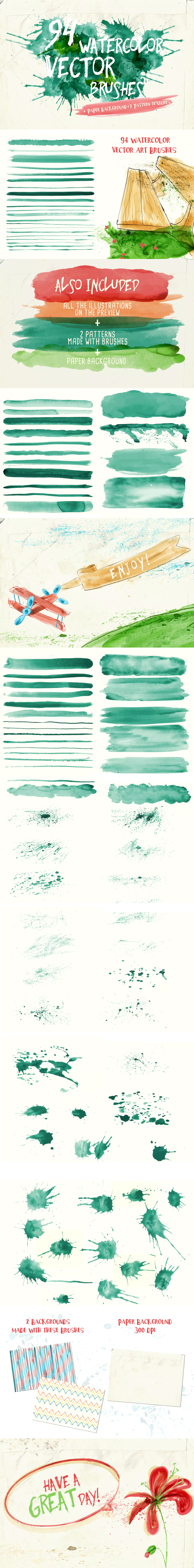 1170x9441 Watercolor Vector Art Brushes For Adobe Illustrator Adobe - Watercolor Illustrator Vector