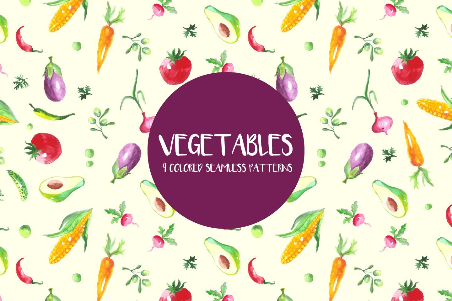 1440x960 Watercolor Vegetables Vector Seamless Free Pattern - Watercolor Illustrator Vector