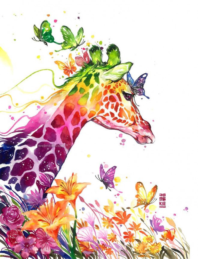 660x865 Giraffe Watercolor Painting By Luqmanreza 2 - Watercolor Images