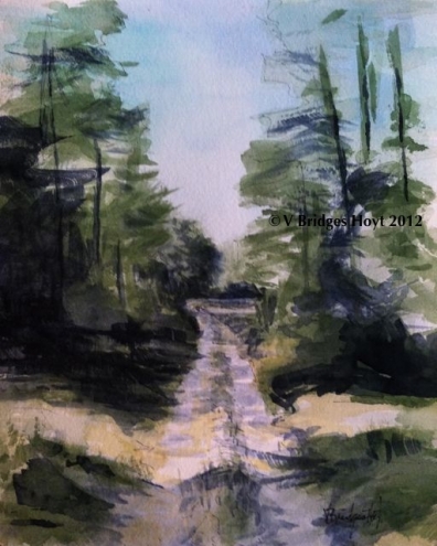 396x495 Impressionist Watercolor Paintings - Watercolor Impressionist Landscape
