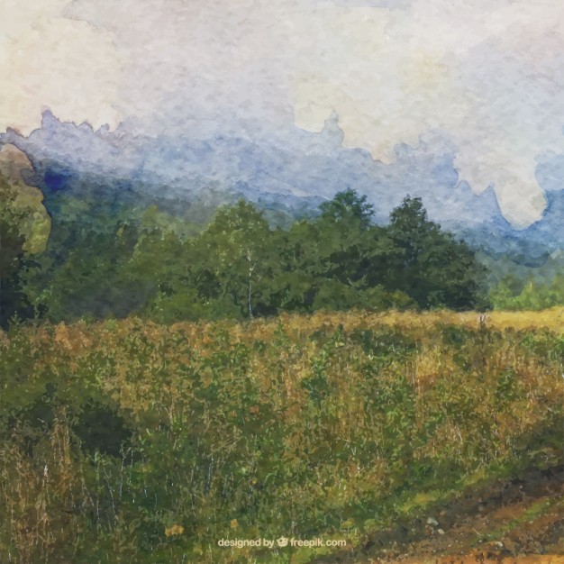 626x626 Watercolor Impressionist Landscape Vector Free Download - Watercolor Impressionist Landscape