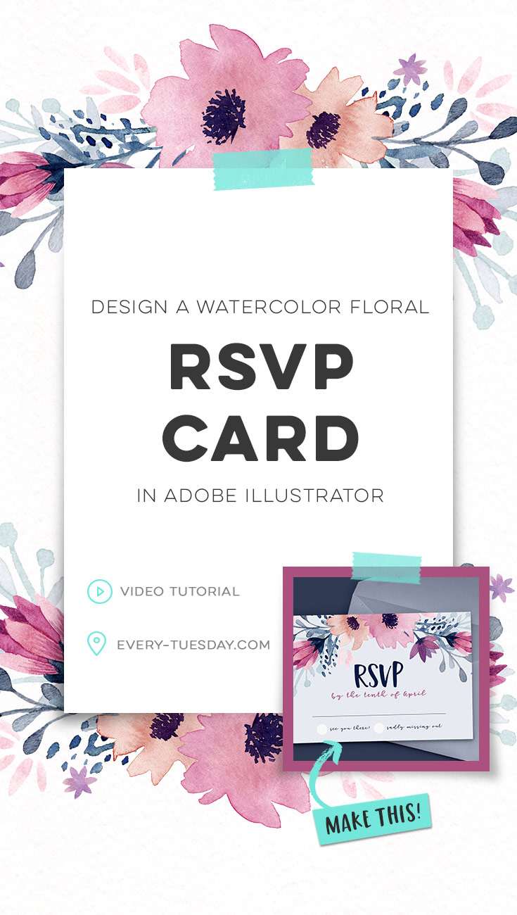 735x1300 Design A Watercolor Floral Rsvp Card In Adobe Illustrator - Watercolor In Adobe Illustrator