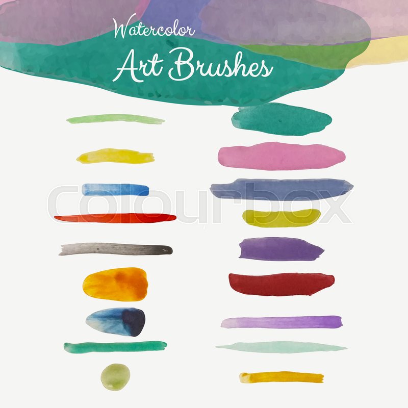 800x800 Handmade Colorful Vector Watercolor Art Brushes. Textured Strokes - Watercolor In Adobe Illustrator