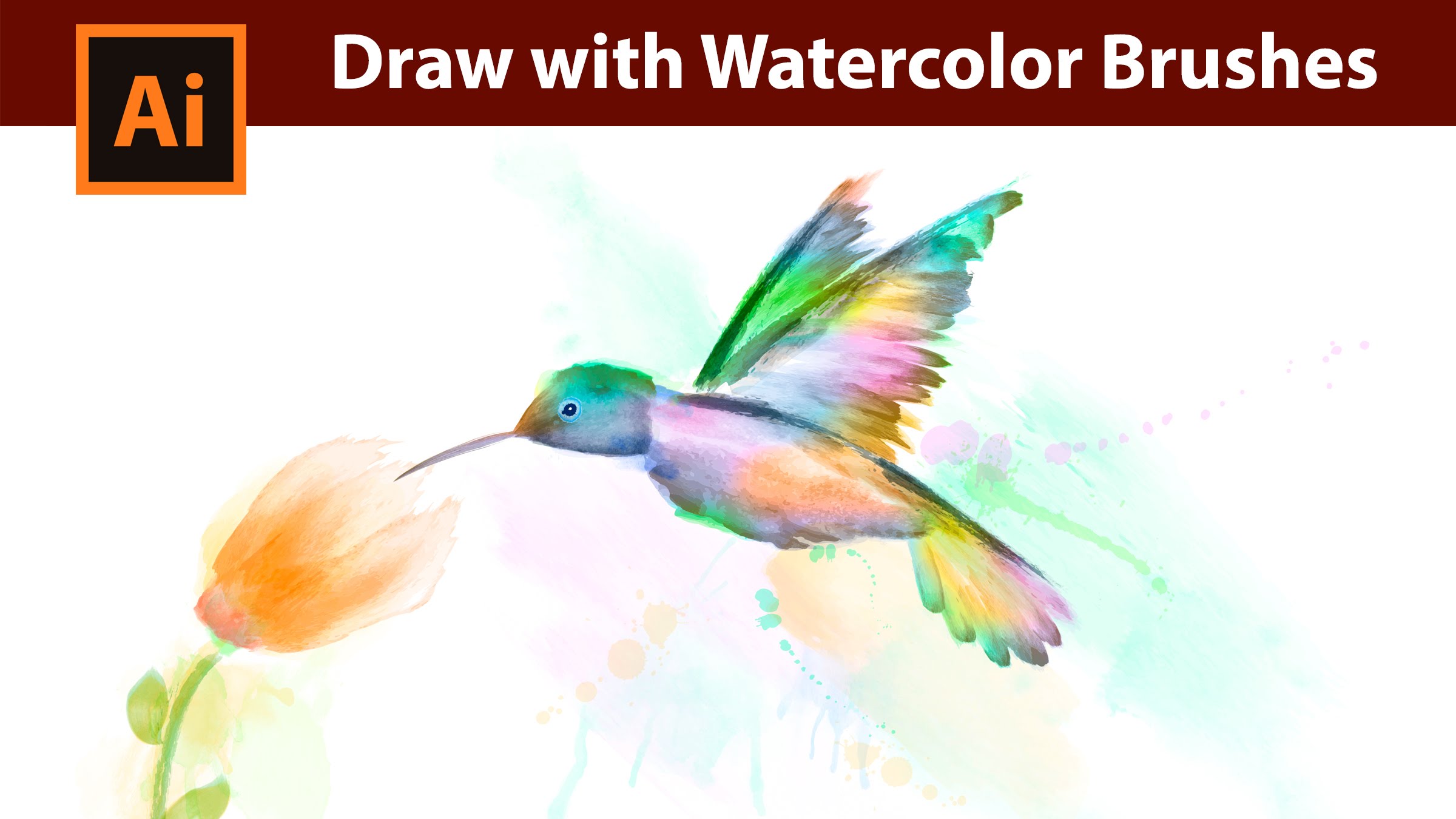 2400x1350 How I Draw A Kolibri With Watercolor Brushes In Adobe Illustrator - Watercolor In Adobe Illustrator