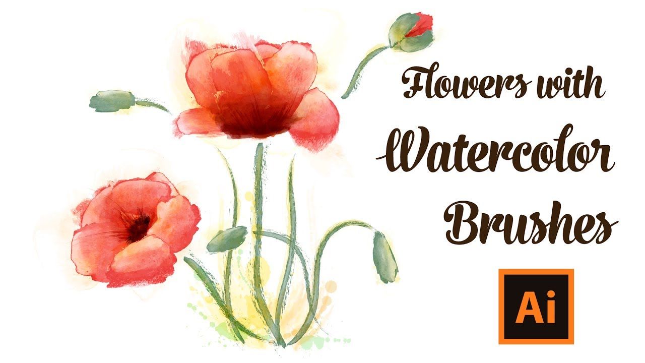 1280x720 How To Draw Flowers With Watercolor Brushes In Adobe Illustrator - Watercolor In Adobe Illustrator