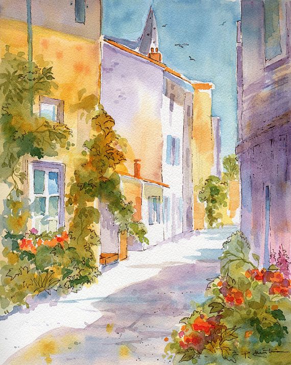 570x715 French Watercolor Paintings - Watercolor In French