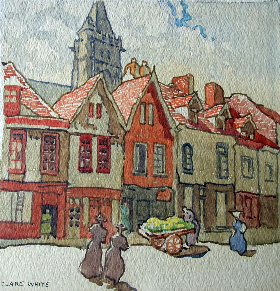962x1000 French Scene, Date Unknown, Original Watercolour Clare White Gallery - Watercolor In French