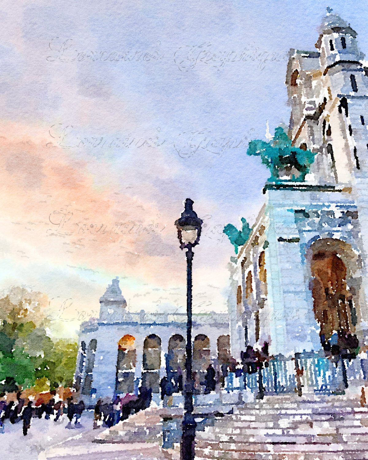 1200x1500 Montmartre A Paris France Fine Art Shabby Chic Watercolor - Watercolor In French