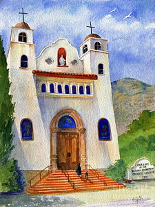225x300 Spanish Mission Paintings Fine Art America - Watercolor In Spanish