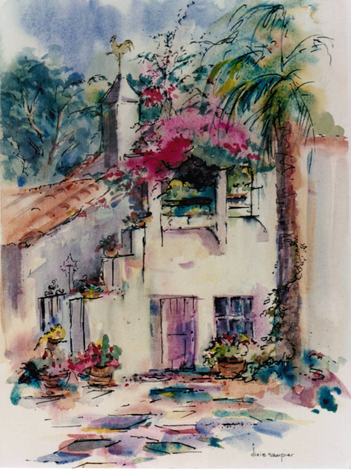 1175x1574 Spanish Village San Diego The Art Of Dixie Sampier - Watercolor In Spanish