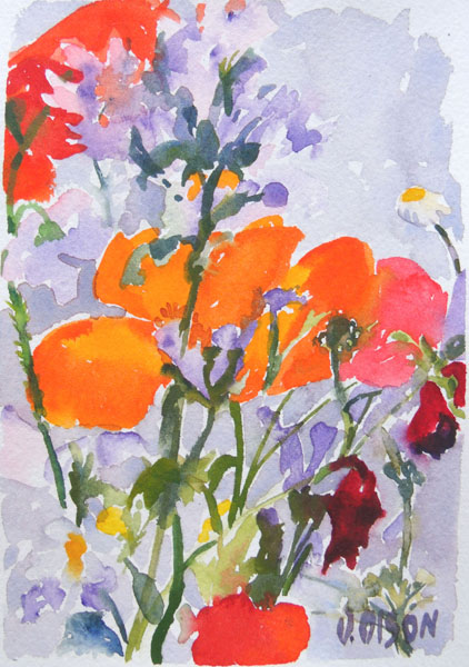422x600 Spanish Wildflowers Watercolor Victoria Olson Art - Watercolor In Spanish