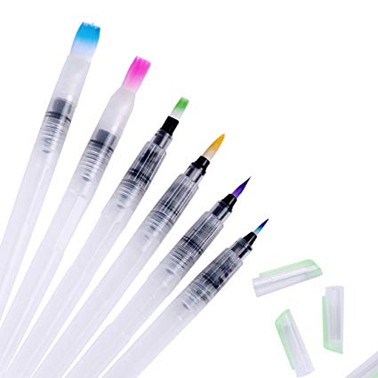 425x425 Ohuhu Water Coloring Brush Pens, Set Of 6 Brush Tips - Watercolor In Water