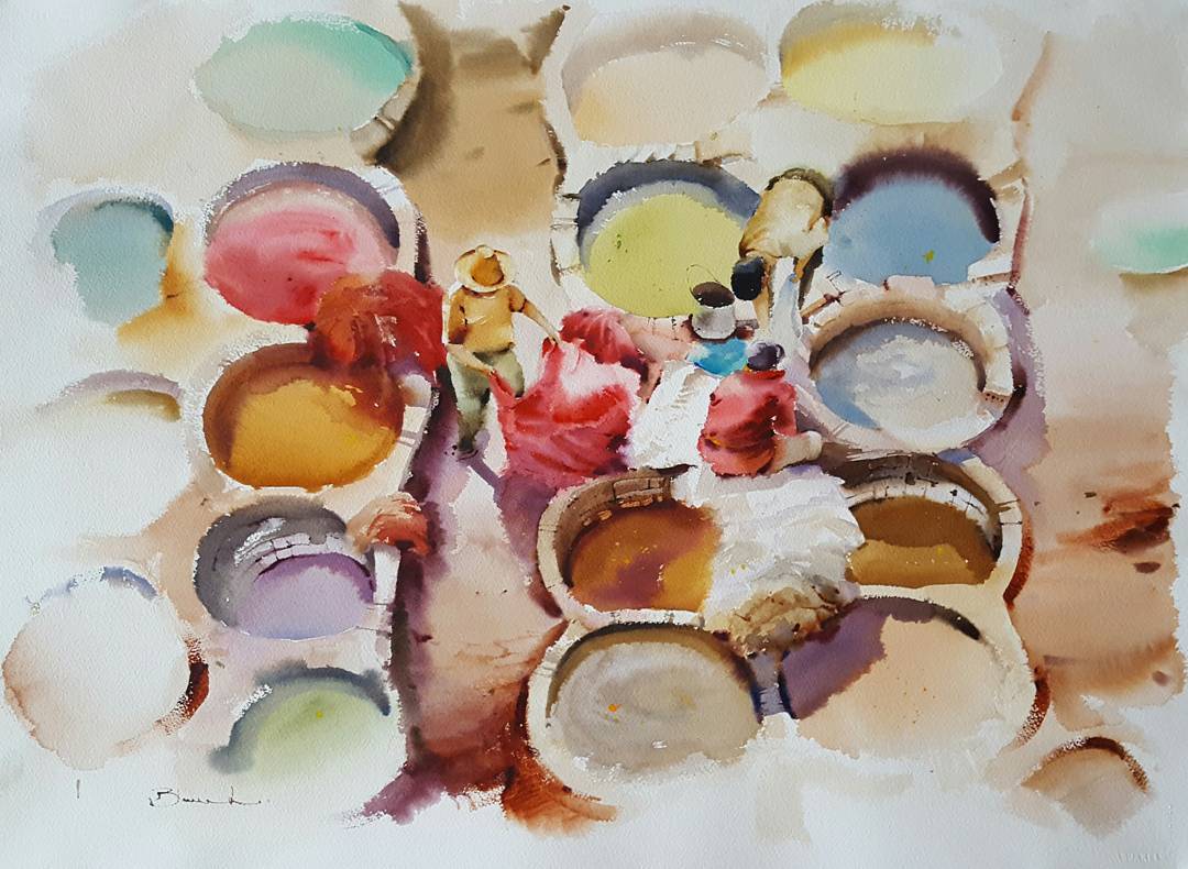 1080x790 Irancartoon Gallery Of Painting Watercolors By Blanca Alvarez - Watercolor Information